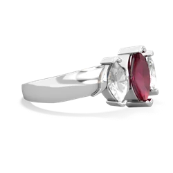 Ruby Three Peeks 14K White Gold ring R2433