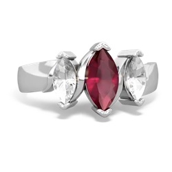 Ruby Three Peeks 14K White Gold ring R2433