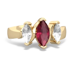 Ruby Three Peeks 14K Yellow Gold ring R2433