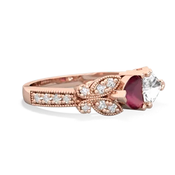 Ruby Diamond Butterflies 14K Rose Gold ring R5601