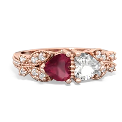 Ruby Diamond Butterflies 14K Rose Gold ring R5601