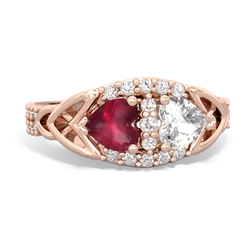 Ruby Sparkling Celtic Knot 14K Rose Gold ring R2645