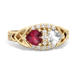 Ruby Sparkling Celtic Knot 14K Yellow Gold ring R2645