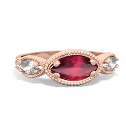 Ruby Milgrain Marquise 14K Rose Gold ring R5700