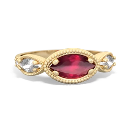 Ruby Milgrain Marquise 14K Yellow Gold ring R5700