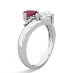 Ruby Heart To Heart 14K White Gold ring R2064