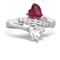 Ruby Heart To Heart 14K White Gold ring R2064