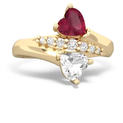 Ruby Heart To Heart 14K Yellow Gold ring R2064