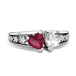 Ruby Heart To Heart 14K White Gold ring R3342