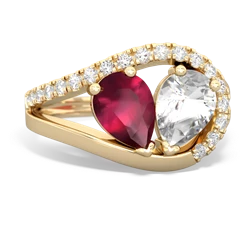 Ruby Nestled Heart Keepsake 14K Yellow Gold ring R5650