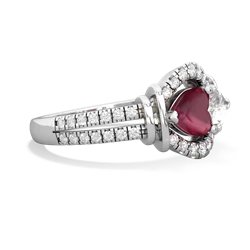 Ruby Art-Deco Keepsake 14K White Gold ring R5630