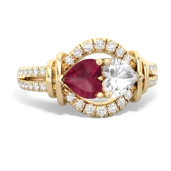 Ruby Art-Deco Keepsake 14K Yellow Gold ring R5630