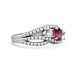 Ruby Three Stone Aurora 14K White Gold ring R3080