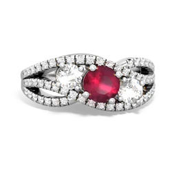 Ruby Three Stone Aurora 14K White Gold ring R3080