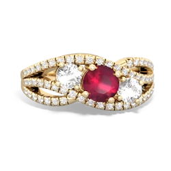 Ruby Three Stone Aurora 14K Yellow Gold ring R3080