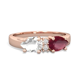 Ruby Pear Bowtie 14K Rose Gold ring R0865