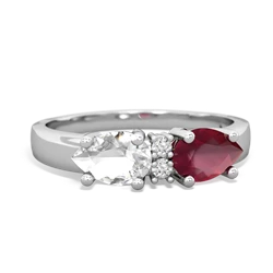 Ruby Pear Bowtie 14K White Gold ring R0865