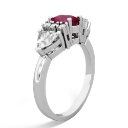 Ruby Antique Style Three Stone 14K White Gold ring R2186