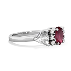 Ruby Antique Style Three Stone 14K White Gold ring R2186