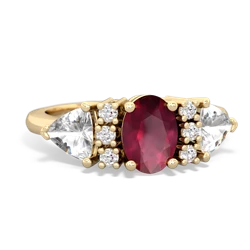 Ruby Antique Style Three Stone 14K Yellow Gold ring R2186