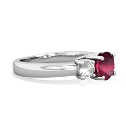 Ruby Three Stone Round Trellis 14K White Gold ring R4018