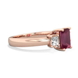 Ruby Three Stone Emerald-Cut Trellis 14K Rose Gold ring R4021