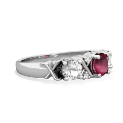 Ruby Hugs And Kisses 14K White Gold ring R5016