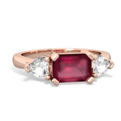 Ruby Three Stone 14K Rose Gold ring R5235