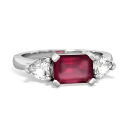 Ruby Three Stone 14K White Gold ring R5235