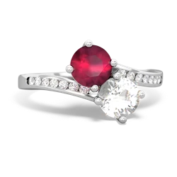 Ruby Channel Set Two Stone 14K White Gold ring R5303