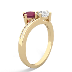 Ruby Channel Set Two Stone 14K Yellow Gold ring R5303