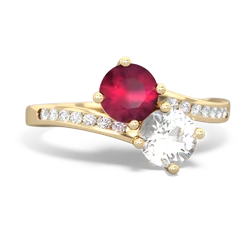 Ruby Channel Set Two Stone 14K Yellow Gold ring R5303