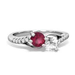 Ruby Infinity Pave Two Stone 14K White Gold ring R5285