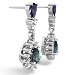 Sapphire Halo Pear Dangle 14K White Gold earrings E1882