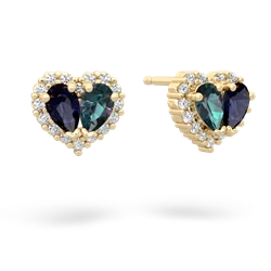 Sapphire Halo 14K Yellow Gold earrings E7008