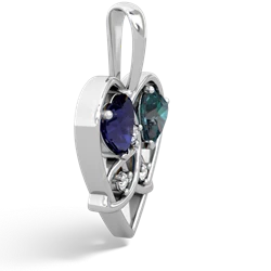 Sapphire Celtic Trinity Heart 14K White Gold pendant P5331