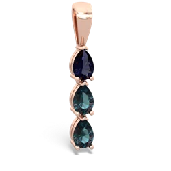 Sapphire Dew Drops 14K Rose Gold pendant P2251