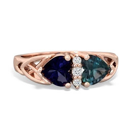 Sapphire Celtic Knot Double Heart 14K Rose Gold ring R5040