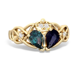 Sapphire 'One Heart' Celtic Knot Claddagh 14K Yellow Gold ring R5322