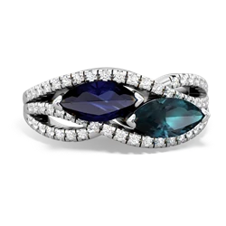 Sapphire Diamond Rivers 14K White Gold ring R3070
