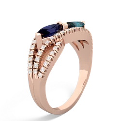 Sapphire Diamond Rivers 14K Rose Gold ring R3070