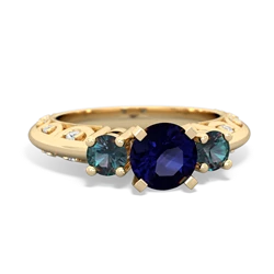 Sapphire Art Deco Eternal Embrace Engagement 14K Yellow Gold ring C2003