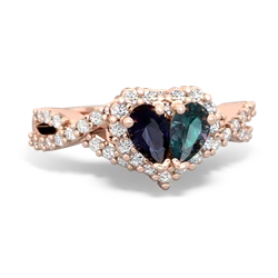 Sapphire Diamond Twist 'One Heart' 14K Rose Gold ring R2640HRT