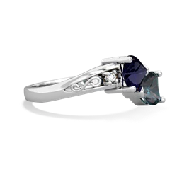 Sapphire Snuggling Hearts 14K White Gold ring R2178