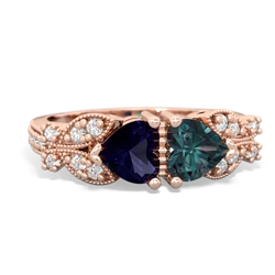 Sapphire Diamond Butterflies 14K Rose Gold ring R5601