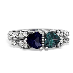 Sapphire Diamond Butterflies 14K White Gold ring R5601