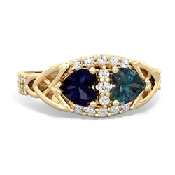 Sapphire Sparkling Celtic Knot 14K Yellow Gold ring R2645