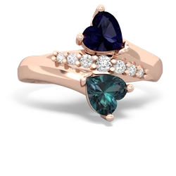 Sapphire Heart To Heart 14K Rose Gold ring R2064