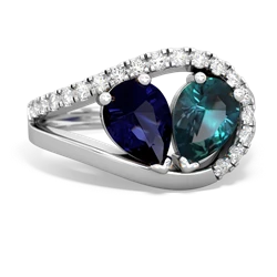 Sapphire Nestled Heart Keepsake 14K White Gold ring R5650