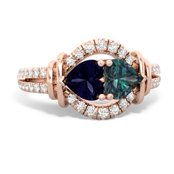 Sapphire Art-Deco Keepsake 14K Rose Gold ring R5630